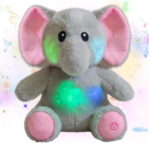 Miniatura 7 de Oso de peluche con luces LED brillantes, luz nocturna musical, juguete de peluche canta canciones de cuna, regalos de Navidad, para cumpleaños