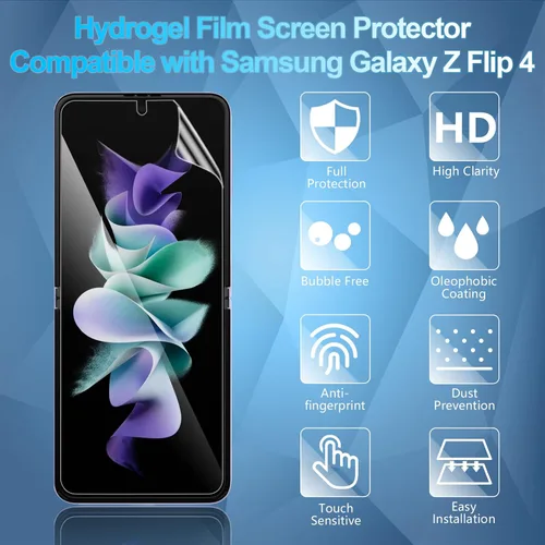 Miniatura 2 de Paquete de 2 protectores de pantalla para Galaxy Z Flip 4, protector de pantalla de película de hidrogel para Samsung Galaxy Z Flip 4, protector