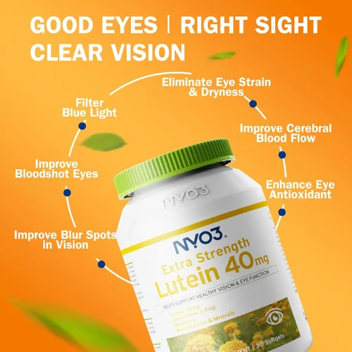 Miniatura 4 de NYO3 Luteína y zeaxantina de 40 mg con arándano, vitaminas para los ojos y suplemento mineral, multivitaminas para la salud ocular y la visión
