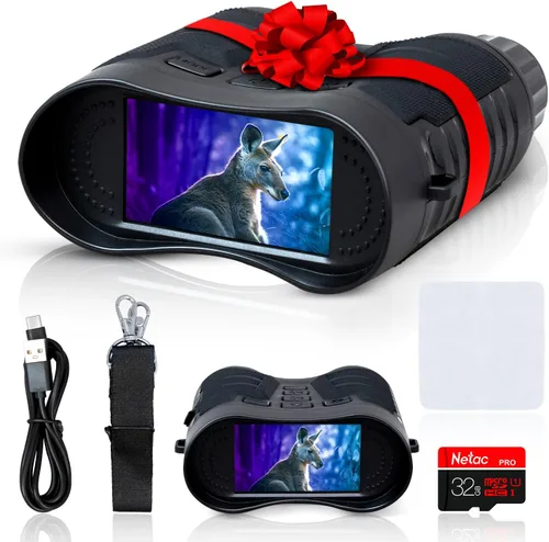 Prismáticos de visión nocturna Pro mejorados, gafas de visión nocturna Ultra 4K con zoom digital 8X, pantalla de 3.2 pulgadas, tarjeta SD de 32 GB,