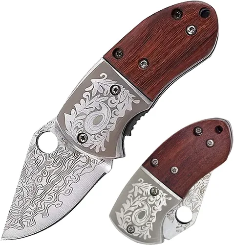 Miniatura 9 de STARDW Cuchillo de bolsillo plegable pequeño para hombres y mujeres, cuchillo utilitario plegable con patrón de damasco, cortador de cajas, cuchillo