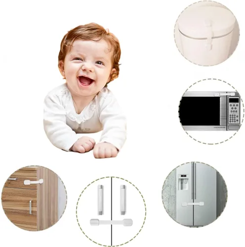 Miniatura 3 de Correas a prueba de bebés, paquete de 8 cerraduras de seguridad para niños, para gabinetes, cajones, nevera, lavavajillas, armario, asiento