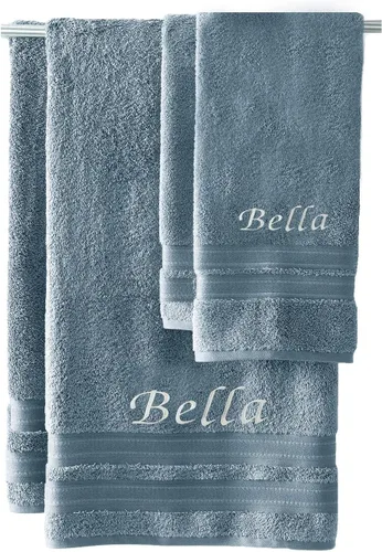 Miniatura 2 de Liberty21 Luxury Embroidered Bath & Hand Towels, 100% Cotton. Custom Monogrammed Personalized Embroidered Towels. Set Includes : 1 Bath Towel and 1