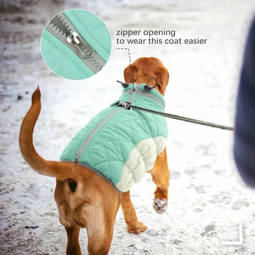 Miniatura 4 de FUAMEY - Chaqueta de invierno para perro, chaleco acolchado con arnés, ropa cálida para mascotas, abrigo con cremallera, impermeable, para perros