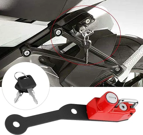 Miniatura 3 de Aramox Soporte antirrobo para casco, aleación de aluminio, rojo, cerradura de llave, Yamaha MT-07 FZ-07 FJ-07