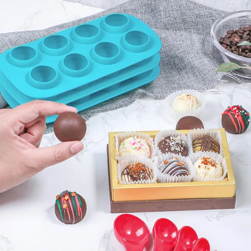 Miniatura 3 de Webake Sphere Ball - Moldes de silicona de platino, paquete de 3 moldes redondos para hornear de 8 cavidades para Halloween, globos oculares