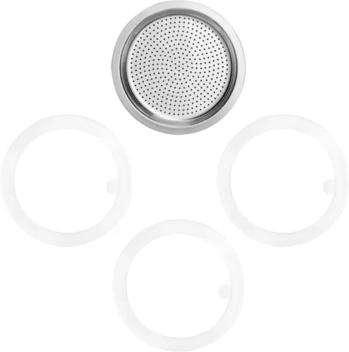 Miniatura 10 de wedrink 1 filtro y 3 sellos de silicona de repuesto para cafetera de aluminio Moka Pot y estufa Espresso (6 tazas)