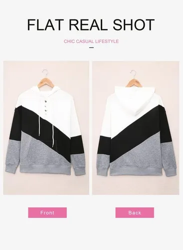 Miniatura 4 de Dokotoo - Sudaderas con capucha para mujer, con cuello de botón y cordón de ajuste, sudaderas casuales de manga larga