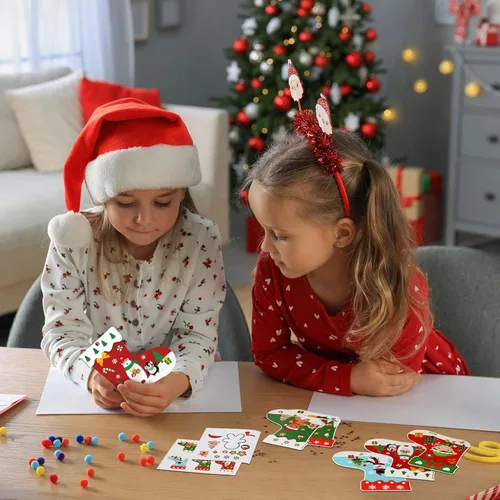 Miniatura 5 de Containlol Kit de 48 piezas de manualidades de Navidad para niños, kit de adornos de medias de Navidad, para hacer tu propio árbol de Navidad