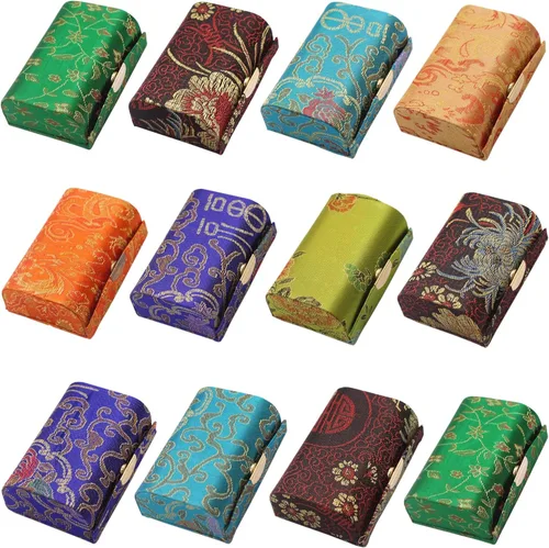 Miniatura 13 de Estuche de lápiz labial con espejo para lápiz labial, caja de almacenamiento mini portátil de doble rama floral joyería cosmética estuche paquete