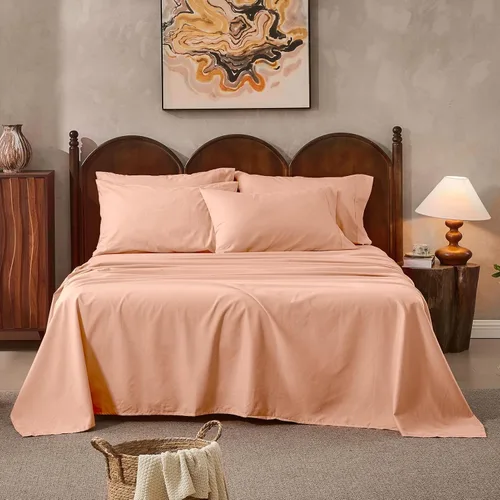 Miniatura 27 de Juego de sábanas de lino 100% tamaño King, juego de sábanas de lino transpirable y duradero de 4 piezas, ropa de cama suave para todas