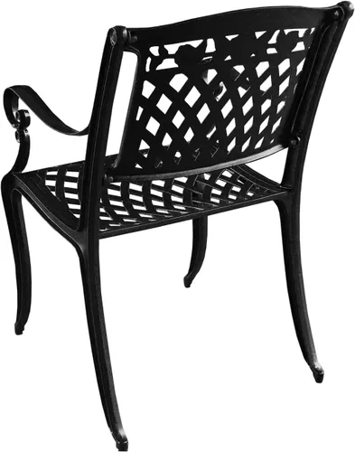 Miniatura 2 de Silla de comedor de patio de rosas negras de aluminio fundido tradicional al aire libre ornamentada