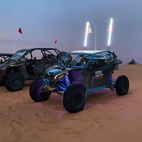 Miniatura 6 de KEMIMOTO 2 piezas luces LED en espiral de 2 pies para UTV, látigos LED para SXS ATV barco todoterreno, control remoto RF compatible con Polaris RZR