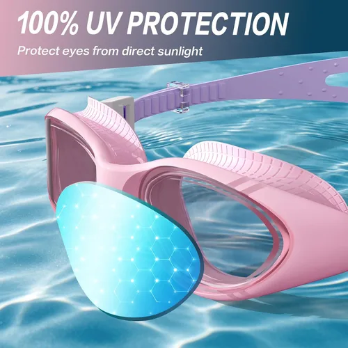 Miniatura 7 de VegoVia Gafas de natación para adultos para hombres y mujeres, gafas de natación para piscina, antiniebla/UV, gafas de natación con estuche Rosa
