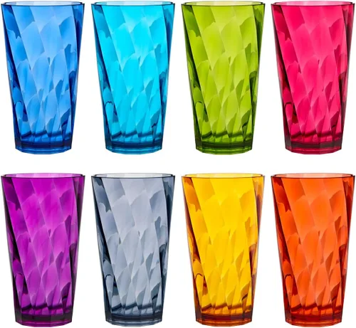 Miniatura 11 de Vasos US Acrylic Optix Mini, de plástico, reutilizables, aptos para lavavajillas (juego de 8) Tazas de jugo de 8oz en colores de tono de joya