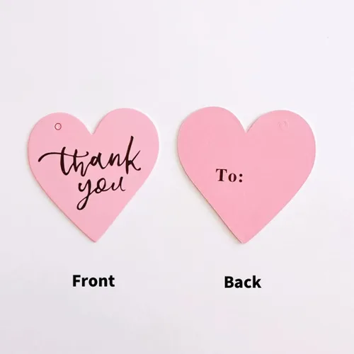 Miniatura 7 de Etiqueta de regalo de agradecimiento con corazón rosa (50 unidades), ideal para recuerdos de boda, baby shower, despedida de soltera, fiesta