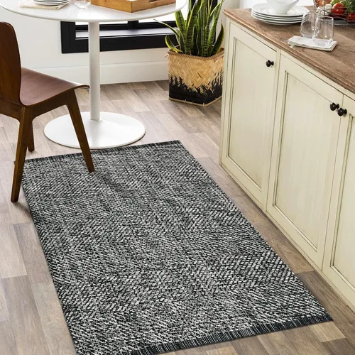 Miniatura 55 de LEEVAN - Alfombras lavables para cocina de 3 x 5 pies, alfombra de color crema para dormitorio, alfombra de algodón tejida para entrada, alfombra