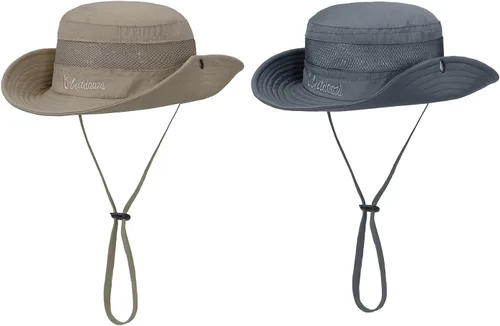Miniatura 11 de Sombrero de sol para niños con protección solar UPF 50+, sombrero de pescador para niños y niñas, ala ancha, verano, playa, pesca, safari, sombrero