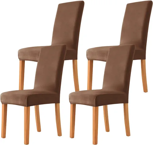Miniatura 67 de Velvet Chair Covers Beige Gray, Stretch Dining Room Chair Covers 2 Pack, Super Fit Dining Chairs Slipcovers Spandex Washable Kitchen Parson Chair