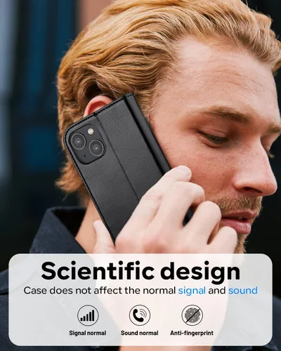 Miniatura 7 de OCASE Funda de piel sintética compatible con iPhone 14, con tarjetero y función atril con bloqueo RFID [carcasa interior de TPU a prueba de golpes]