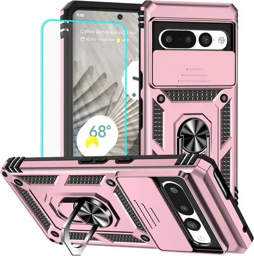 Miniatura 34 de HNHYGETE Funda para Pixel 6a con protector de pantalla HD, soporte giratorio de grado militar de 360° (resistente) a prueba de golpes para Google