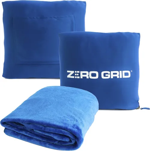 Miniatura 10 de Zero Grid Manta de viaje ligera – Manta de avión compacta de primera calidad con broches para el cuello, bolsillos acogedores para los pies, bolsa