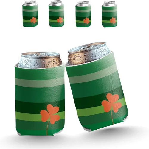VictoryStore Enfriadores de latas y bebidas, enfriadores de latas del día de San Patricio, enfriadores de latas irlandeses, trébol naranja, juego de