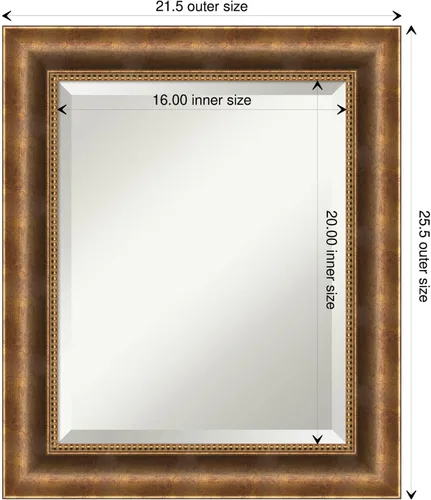 Miniatura 4 de Amanti Art Espejo de baño de bronce para sobre el fregadero, espejo rectangular de bronce Manhattan de 26 x 22 pulgadas, pequeño marco de madera