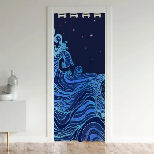 Miniatura 11 de Cortina de puerta de armario con estampado de patas de oso para dormitorio, niños, naturaleza, vida silvestre, cabeza de oso, cortina de puerta