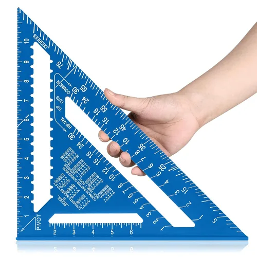 Miniatura 9 de Beslands Escuadra de Viga de 7 pulgadas con Nivel, Regla Triangular de Metal de Aluminio Escuadra de Carpintero Herramienta de Trazado para Negro