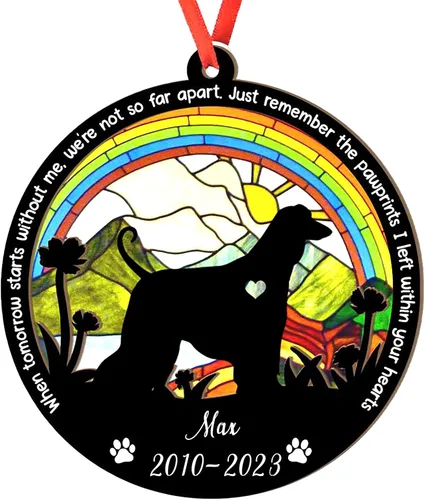 Adorno personalizado para atrapasoles de sabueso afgano, adorno de Navidad de sabueso afgano, regalo para perro amante, sabueso afgano conmemorativo