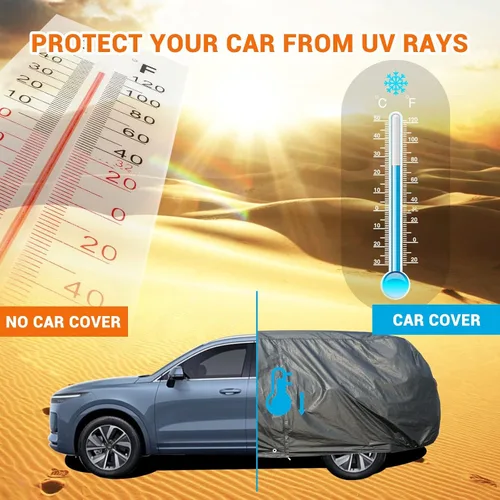 Miniatura 6 de Tecoom Funda impermeable para automóvil para todo tipo de clima, fundas para automóviles con forro polar grueso con cerradura/puerta con cremallera
