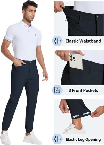 Miniatura 4 de PULI Pantalones deportivos de golf elásticos para hombre con 4 bolsillos, impermeables, ajustados, para senderismo, casual, viajes, trabajo