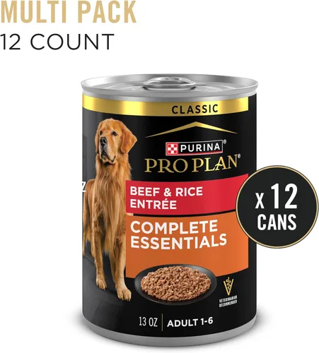 Miniatura 3 de Purina Pro Plan Alimento en paté húmedo para perros, con alto contenido de proteínas, plato principal de carne de res y arroz (12 latas) 13 onzas