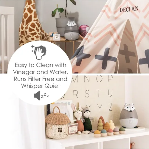 Miniatura 5 de Crane Humidificador ultrasónico de animales de niebla fría para dormitorio y guardería de niños, ajustable de 0.5 galones, apagado automático, zorro