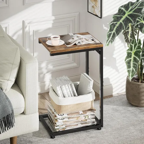 Miniatura 2 de Simple Trending - Mesa auxiliar en forma de C, mesa lateral para sofá, pequeña mesa de sofá con bandeja para TV y marco de metal para sala de estar