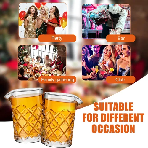 Miniatura 6 de Dandat 4 vasos mezcladores de cóctel de 17 onzas, vidrio agitador de cristal, parte inferior gruesa, sin costuras, para el hogar, barman, bar