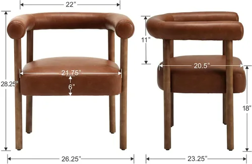 Miniatura 2 de RIVOVA Juego de 2 sillas de comedor de cuero PU, sillas de comedor tapizadas modernas, sillas de cocina de respaldo curvo para comedor y sala