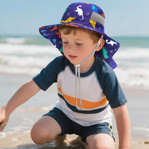 Miniatura 112 de Sombrero de sol para niños, protección UV, unicornio, verano, playa, jugar con ala ancha, solapa para el cuello para niñas y niños