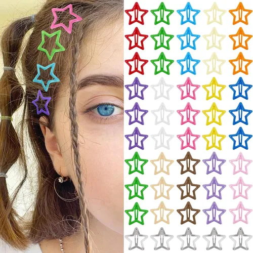 Miniatura 26 de Pinzas para el cabello Y2K de la década de 2000, pasadores de pelo antideslizantes, accesorios para el cabello de estrella plateadas, pinzas