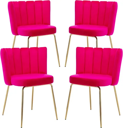 Miniatura 8 de Juego de 2 sillas de comedor de terciopelo con diseño de barril moderno, sillas laterales tapizadas con patas de metal dorado para el hogar, cocina