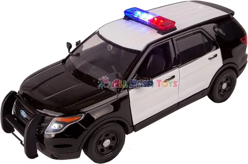 Miniatura 2 de Motormax 79536 2015 Ford Police Interceptor Utility Negro y Blanco con barra de luz intermitente, luces delanteras y traseras y 2 sonidos 1/24