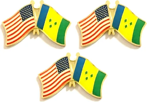 Miniatura 139 de 3 Pines de solapa con banderas de Estados Unidos y países internacionales, paquete de 3 pines dobles con diseño de banderas de Estados Unidos