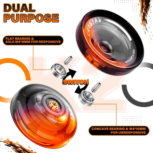Miniatura 4 de MAGICYOYO K2 Cristal Profesional Yoyo Sensible para Niños Principiantes Extra Yoyo No Sensible Rodamiento Pro Yoyo de Plástico Truco para Adultos+12