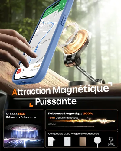 Miniatura 642 de TOCOL Funda para iPhone 11, compatible con Magsafe, protección completa de cámara, imanes integrados, protección contra caídas, funda translúcida