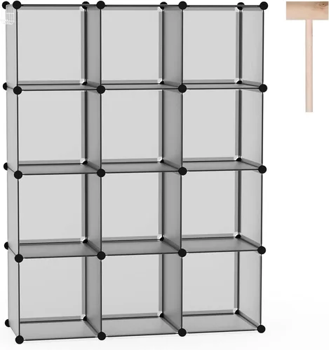 Miniatura 10 de C&Ahome - Organizador de clóset de almacenamiento para que lo montes tú mismo Blanco translúcido