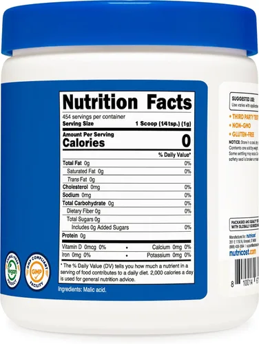 Miniatura 4 de Nutricost Polvo de ácido málico de 1 libra, sin gluten, sin OMG (16.01 oz)