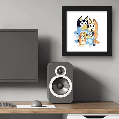 Miniatura 6 de Gallery Pops Bluey - Arte de pared de papá, mamá, Bluey y bingo, versión enmarcada negra, 12 x 12 pulgadas