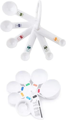 Miniatura 14 de Fox Run Juego de cucharas medidoras de plástico de 6 piezas, color blanco, 1.6 x 9 x 3 pulgadas