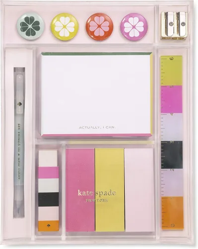 kate spade new york Bonito juego de suministros escolares y de oficina, organizador de escritorio que incluye regla, bolígrafo, sacapuntas,